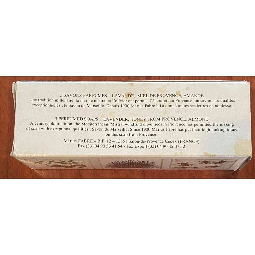 Vtg Savon De Marseille New Set Of 3 Bar Soaps 100% Natural